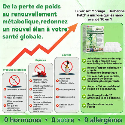 Magasin Officiel |  Luxarise® Moringa & Bérbérine 10-en-1 Patch Nanomicro-aiguilles Avancé👩‍⚕️ (Une application quotidienne, résultats visibles en 7 jours) ✅ Obésité, Diabète, Apnée du sommeil, Problèmes articulaires🍃