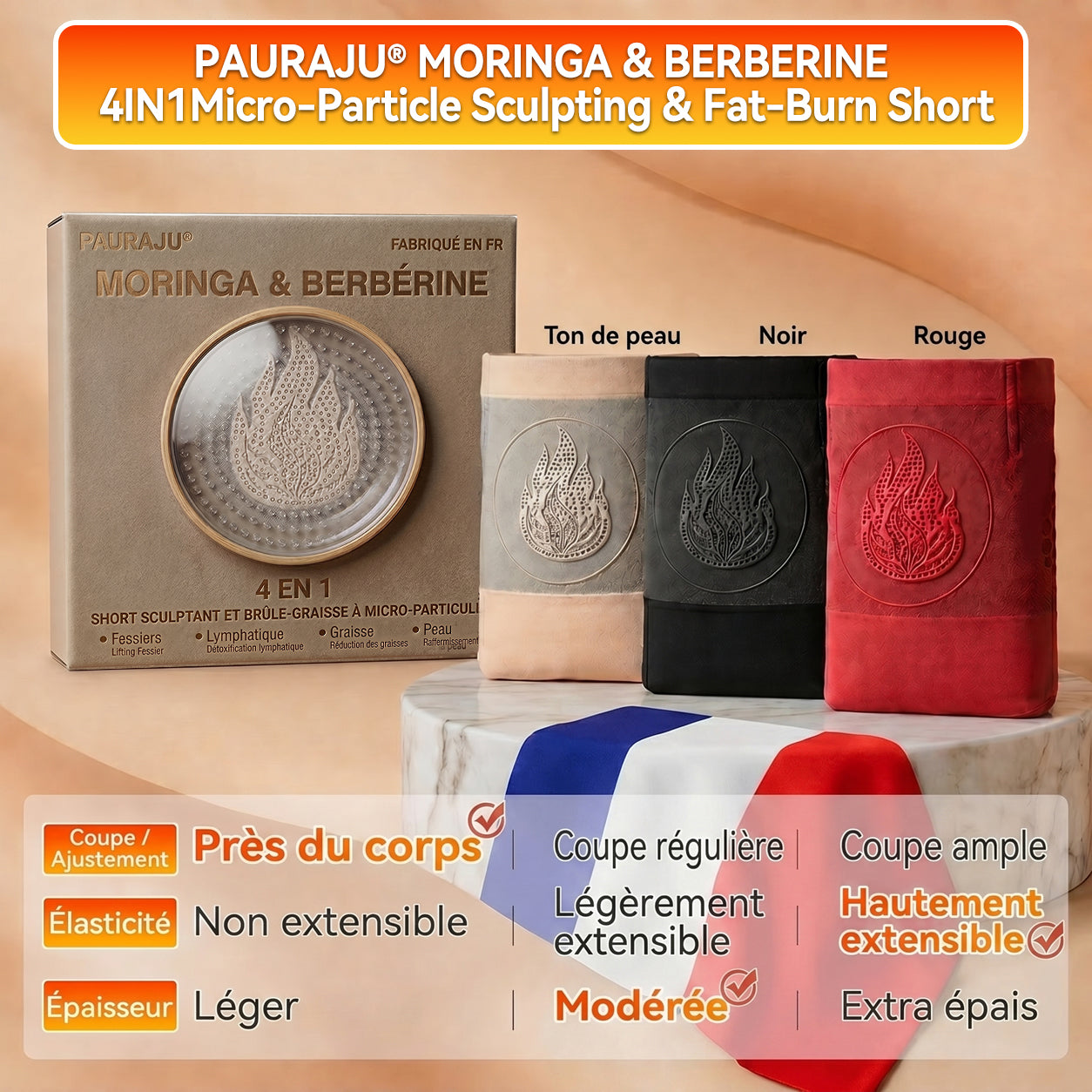 Boutique Officielle | 🧑‍⚕️ 𝐏𝐀𝐔𝐑𝐀𝐉𝐔® 2026 Short Sculptant & Brûle-Graisses 4-en-1 aux Micro-Particules de Moringa & Berbérine ✨