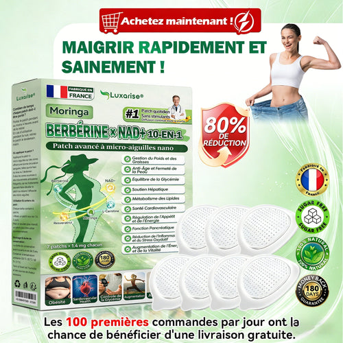 Magasin Officiel |  Luxarise® Moringa & Bérbérine 10-en-1 Patch Nanomicro-aiguilles Avancé👩‍⚕️ (Une application quotidienne, résultats visibles en 7 jours) ✅ Obésité, Diabète, Apnée du sommeil, Problèmes articulaires🍃